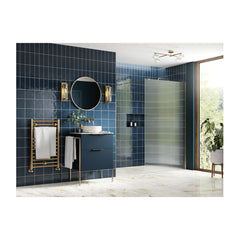 Casa 900mm Fluted Wetroom Panel & Support Bar - Brushed Brass