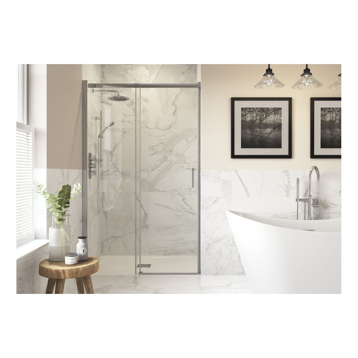 Casa 1700mm Semi-Framed Sliding Door - Chrome