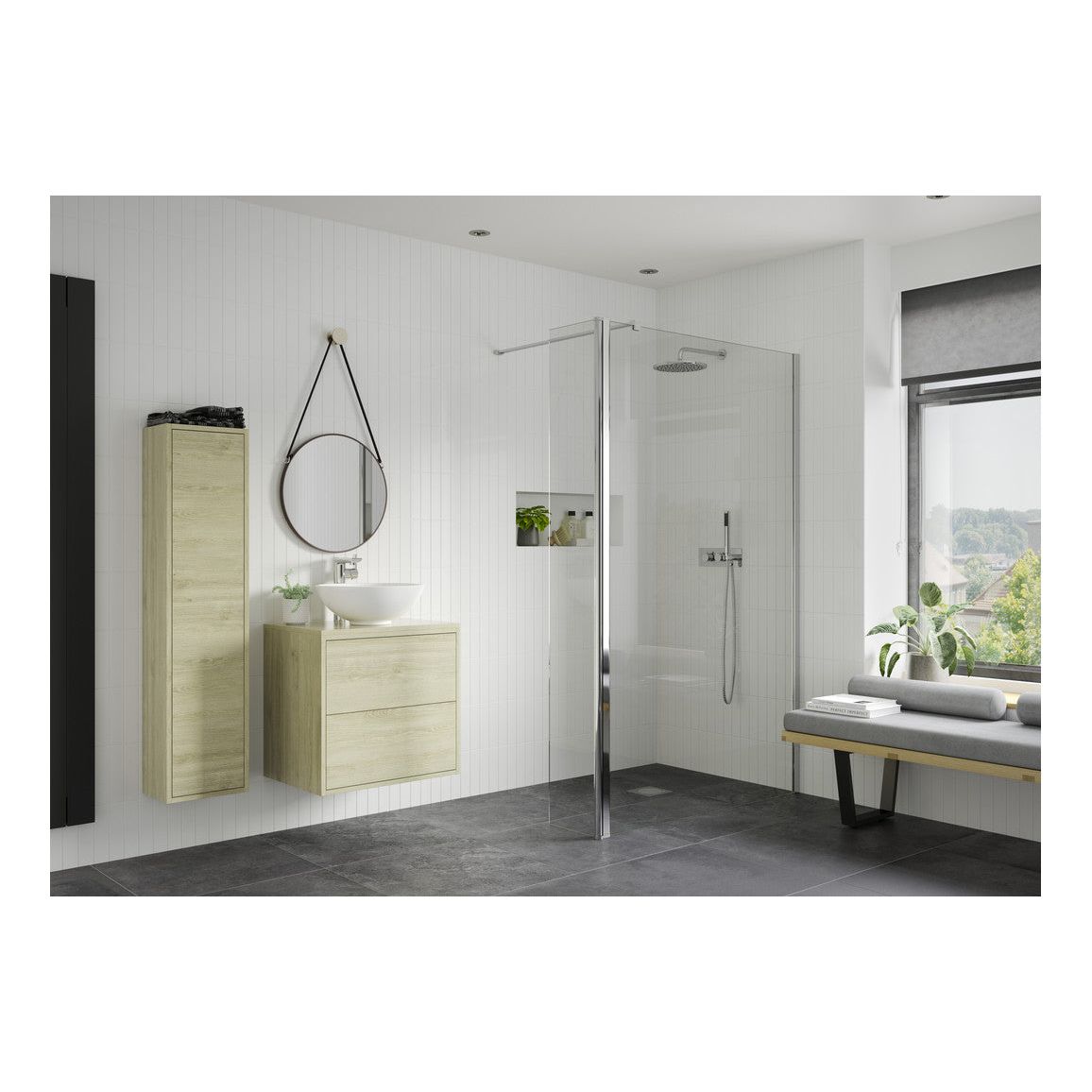 Casa Optional 330mm Rotatable Wetroom Panel (Retrofit) - Chrome