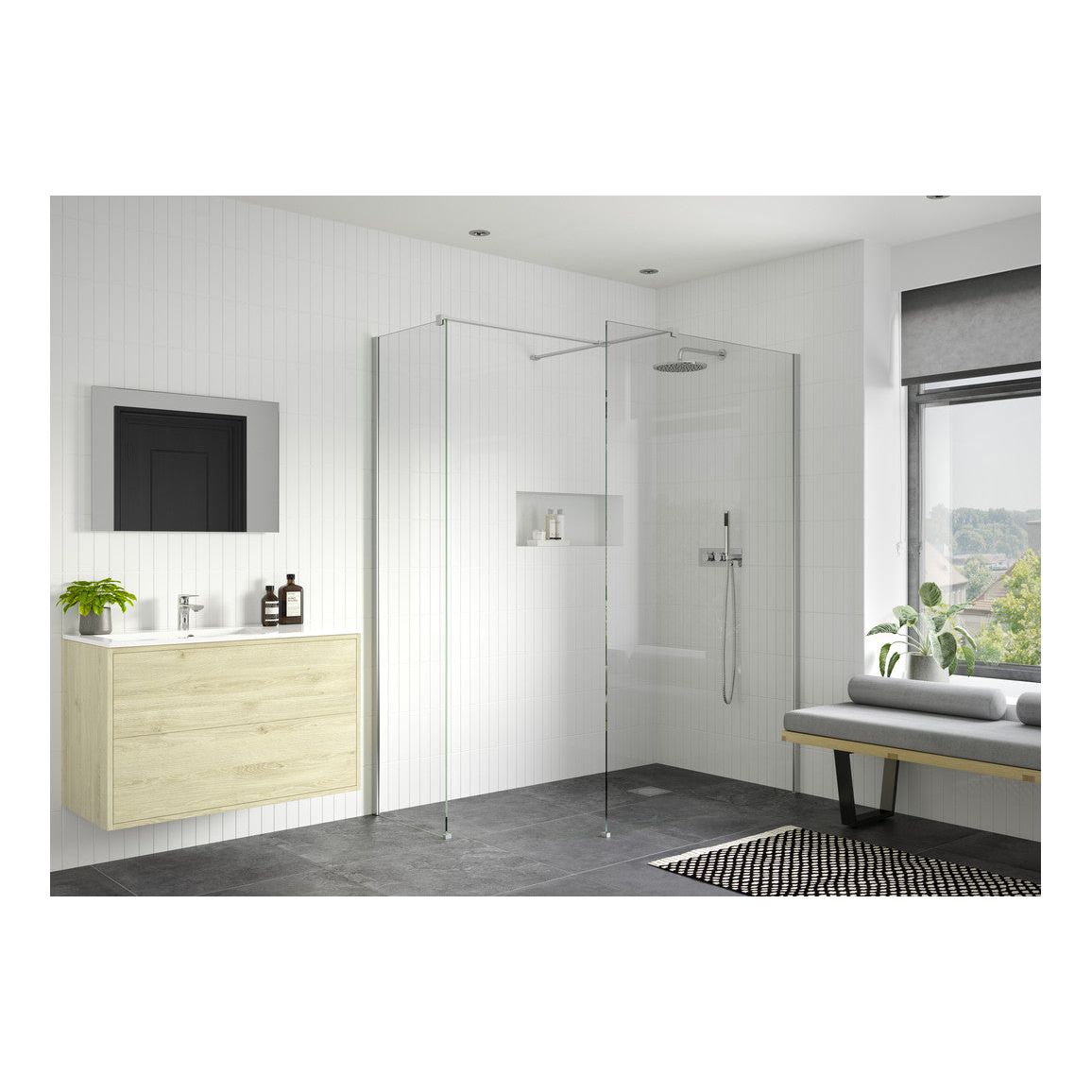 Casa 700mm Wetroom Side Panel & Arm - Chrome