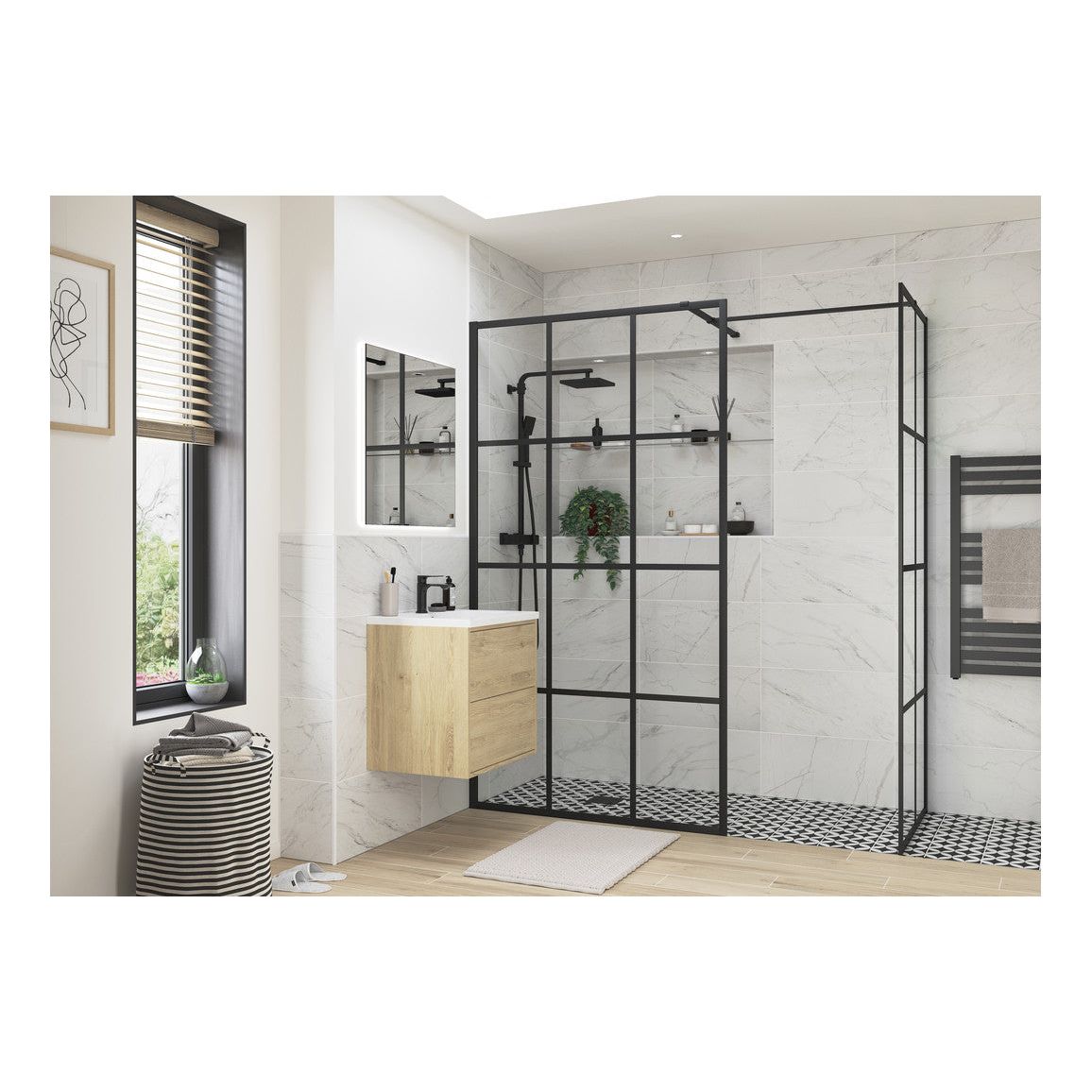 Casa 800mm Framed Wetroom Side Panel - Black