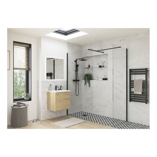 Casa 700mm Wetroom Side Panel & Arm - Black