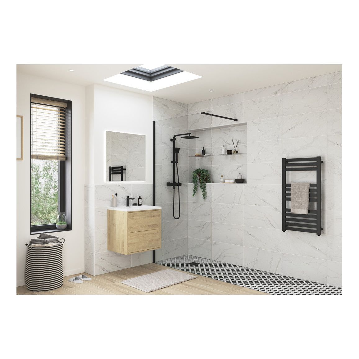 Casa 1000mm Wetroom Panel & Support Bar - Chrome