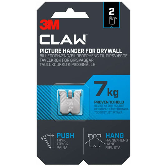 3M CLAW Plasterboard Picture and Mirror Hooks, 7kg