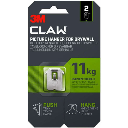 3M CLAW Drywall Picture Hanger 11kg, 2 hangers
