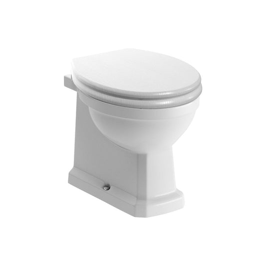 Langston Back To Wall WC & Satin White Wood Effect Seat w/Brass Hinges