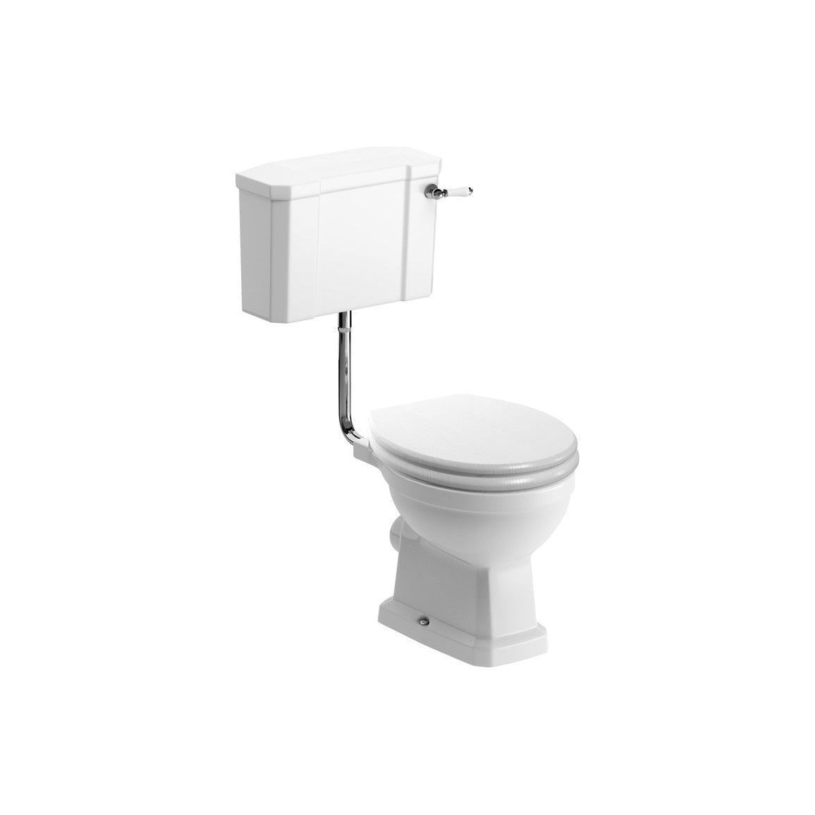 Langston Low Level WC & Satin White Wood Effect Seat w/Brass Hinges