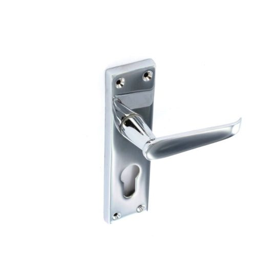 Chrome Flat Euro Lock Handles 48mm C/C (Pair)