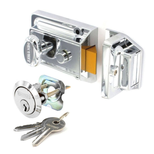 Polished Chrome Night Latch (3 Keys)