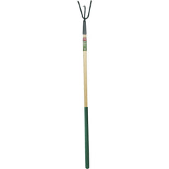 JDS Garden Carbon Steel Long Handle 3 Prong Cultivator Wooden Handle