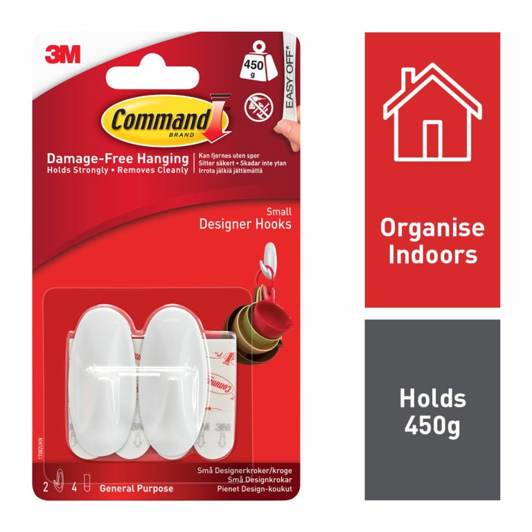 3M Command Small Oval Hooks White 17082