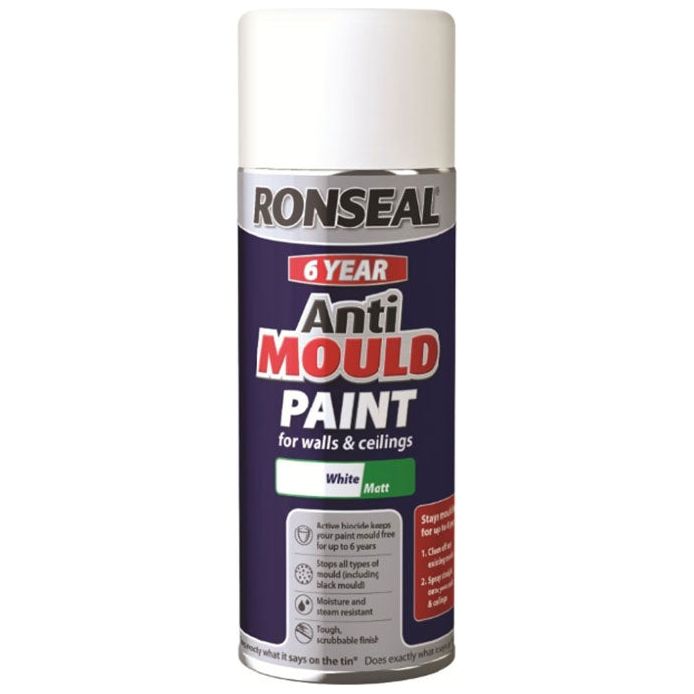 Ronseal 6 Year Quick Dry Anti Mould White Aerosol - 400mL