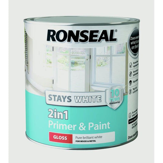 Ronseal Stay White 2in1 Primer & Paint White Gloss