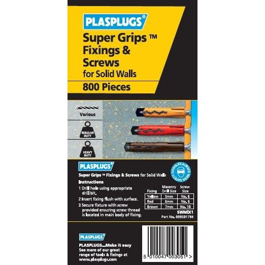 Plasplugs Super Grips For Solid Walls