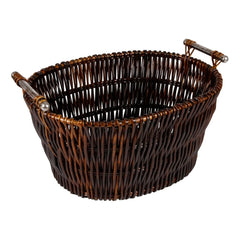 Hearth & Home Dark Wicker Basket With Chrome Handles