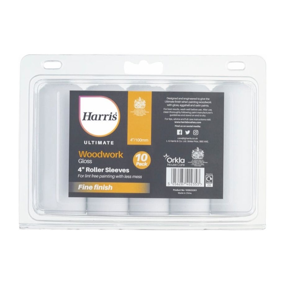 Harris Ultimate Woodwork Gloss Sleeve 4" 10 Pack