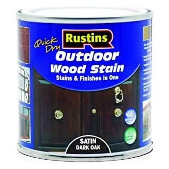 Rustins Quick Dry Outdoor Woodstain 250ml Satin Dark Oak