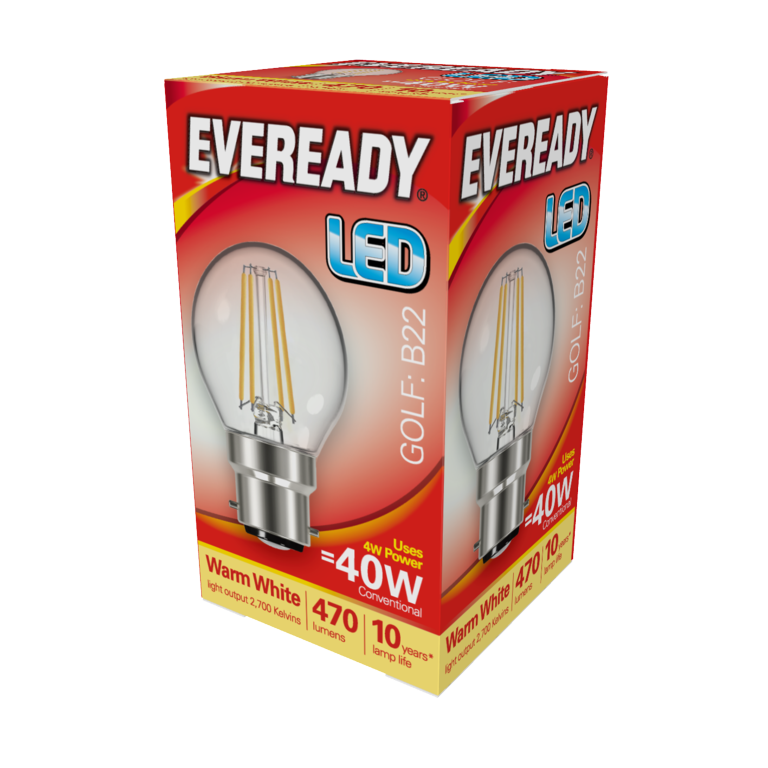 Eveready LED Filament Golf 470LM B22 BC