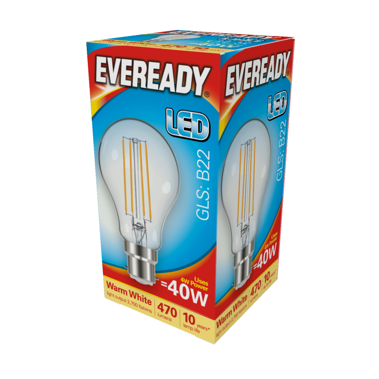 Eveready LED Filament GLS B22 470LM BC