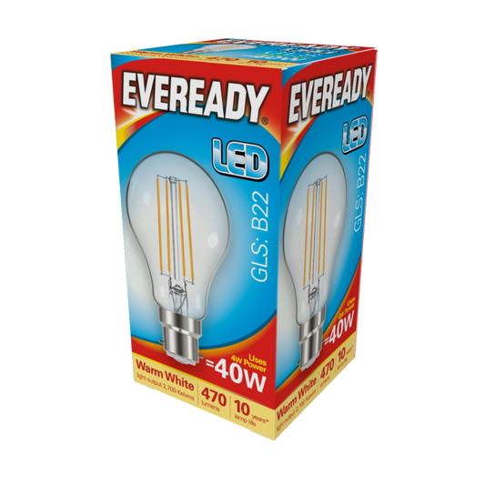 Eveready LED Filament GLS B22 470LM BC