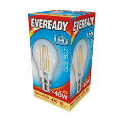 Eveready LED Filament GLS B22 470LM BC