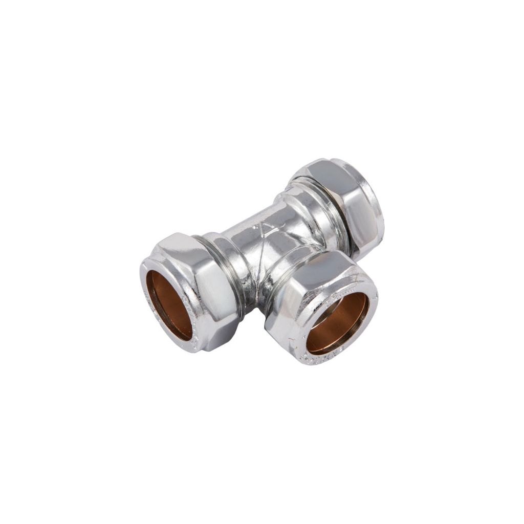 JDS Plumbing Compression Equal Tee Chrome Plated