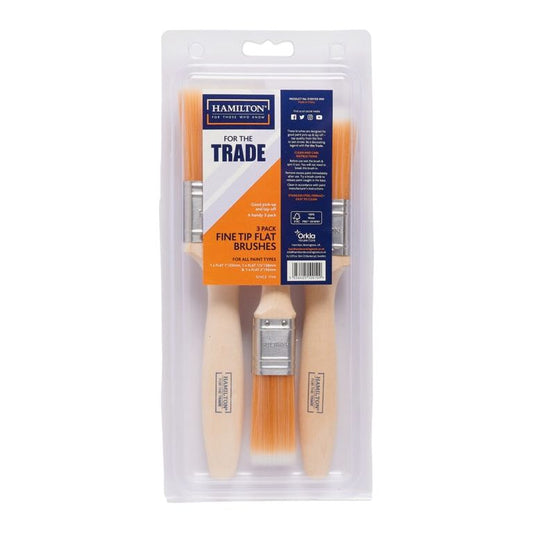 Hamilton For The Trade Fine Tip Flat Brushes Pack 3