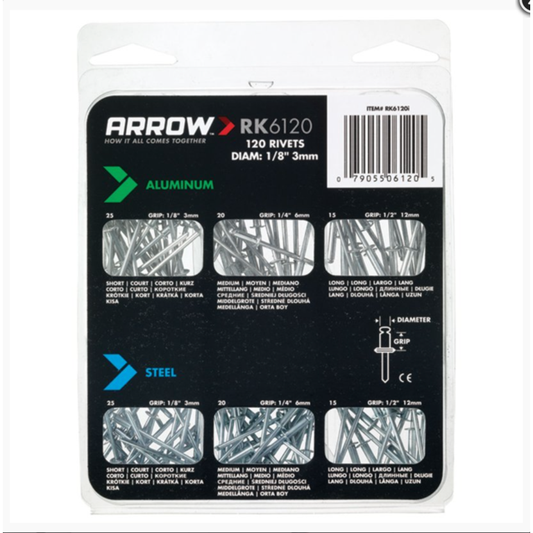 Arrow Assorted Rivets Pack 120