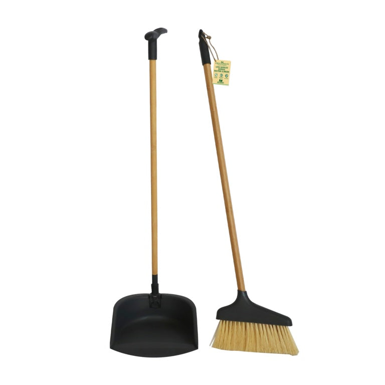 Groundsman Bamboo Long Handle Dustpan & Brush