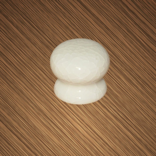 Cracked White Ceramic Knobs (2)