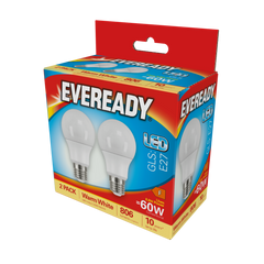 Eveready LED GLS ES E37 3000k Warm White Pack 2