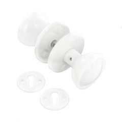 Plastic Mortice Knob Set White