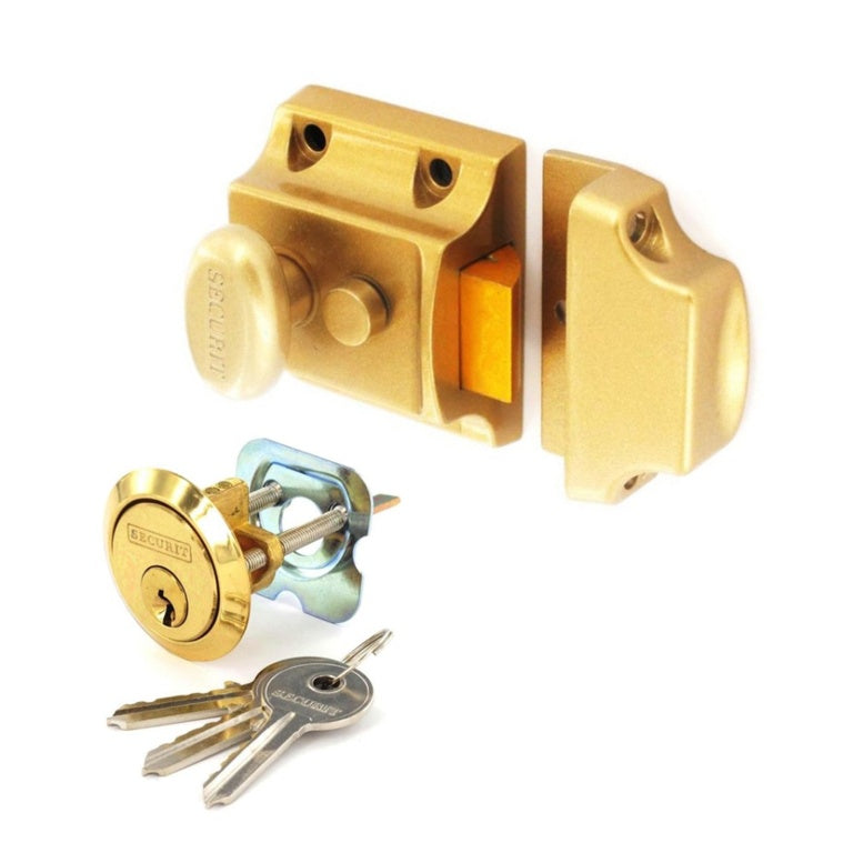 Champagne Finish Nightlatch Brass Cylinder