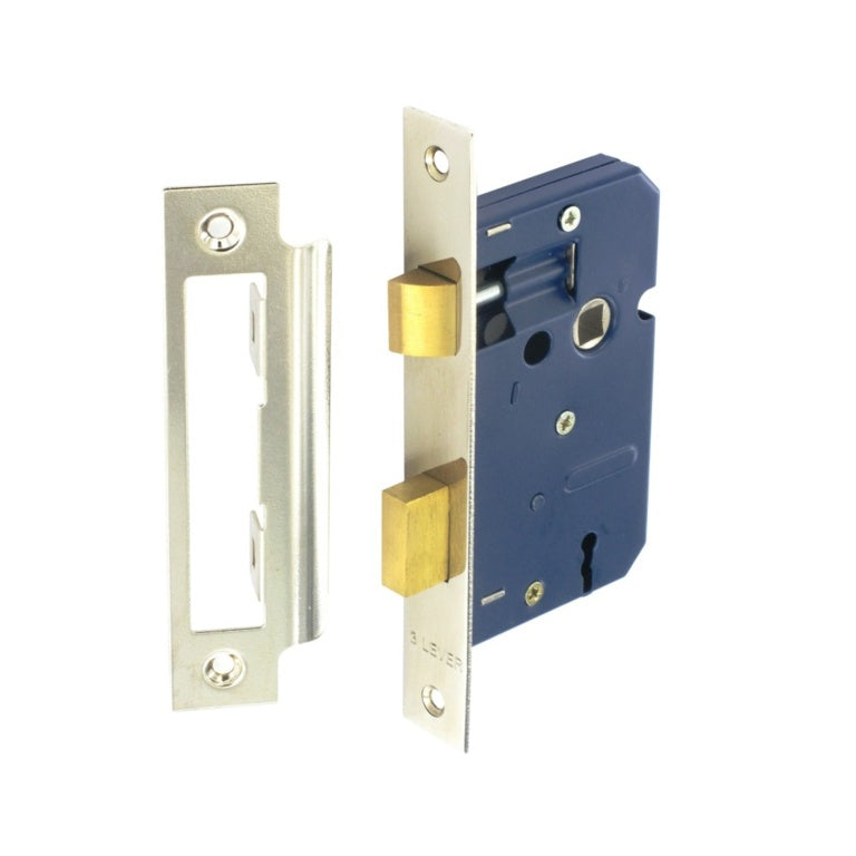 3 Lever Sash Lock Nickel Plated with 4 Keys