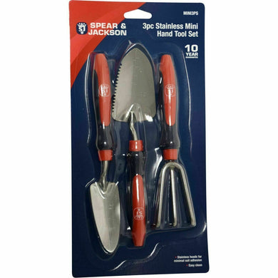 Spear and Jackson Set Of 3 Mini Garden Hand Tools Set, Stainless Steel, Soft Grip