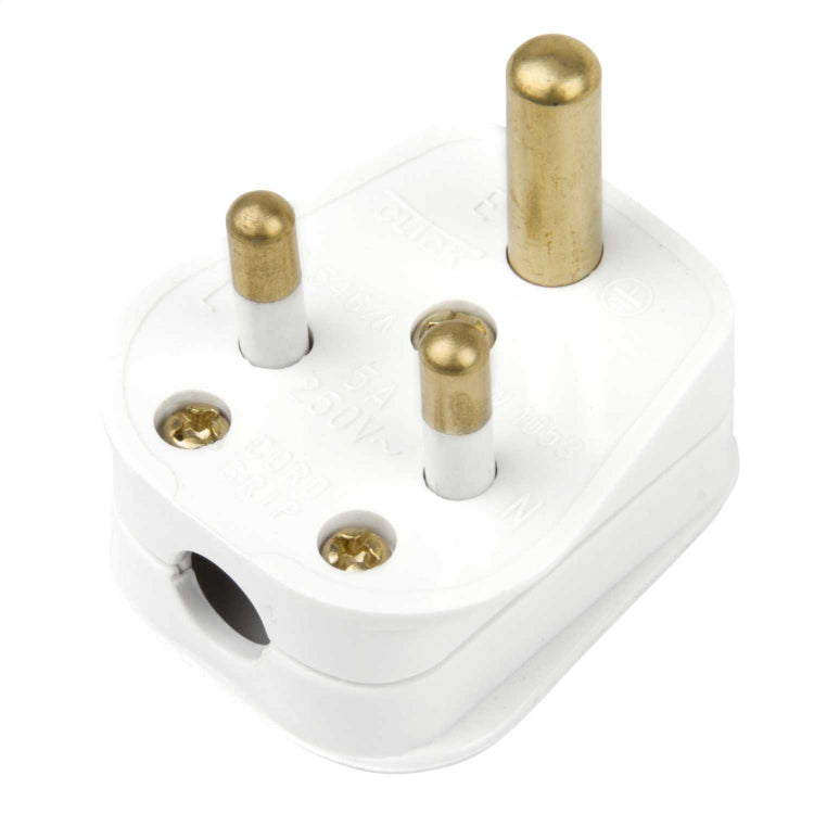 5 Amp Round Pin Plug Top White
