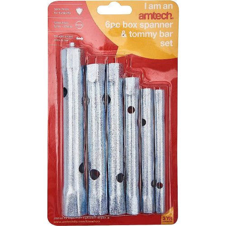 Amtech K1150 6 Piece Tubular Box Spanner Set with Tommy bar