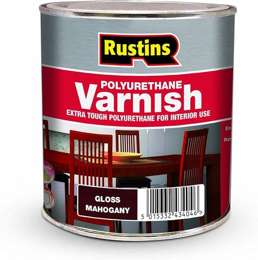Rustins Polyurethane Gloss Varnish 500ml Mahogany