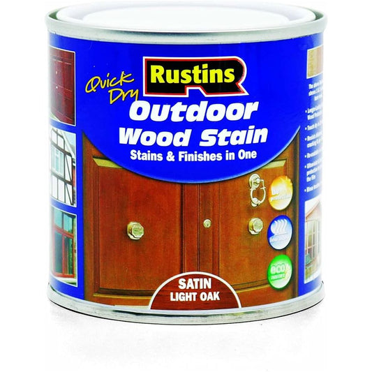 Rustins Quick Dry Outdoor Woodstain 500ml Satin Light Oak