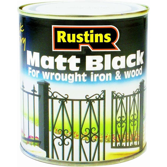 Rustins Matt Black Paint 1L