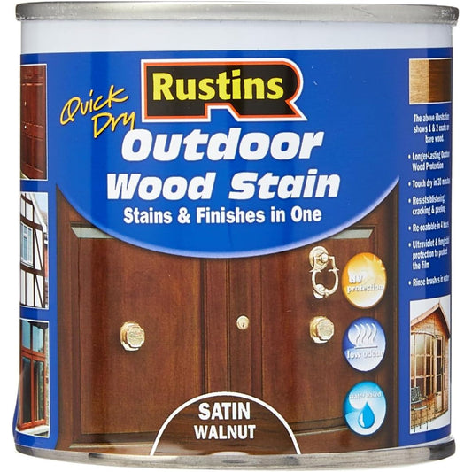 Rustins Quick Dry Outdoor Woodstain 250ml Satin Walnut