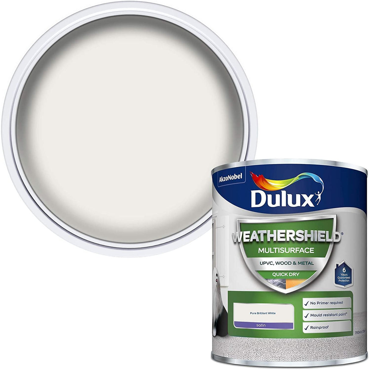 Dulux Weathershield Multi Surface - Pure Brilliant White - 750ml