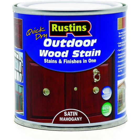 Rustins Quick Dry Outdoor Woodstain 250ml Satin Mahogany
