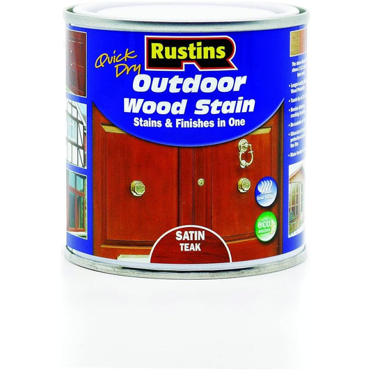 Rustins Quick Dry Outdoor Woodstain 250ml Satin Teak