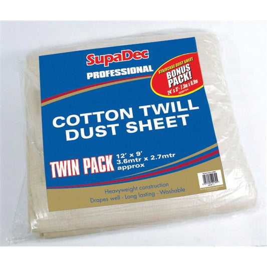 JDS DIY Pro Cotton Twill Dust Sheets Twin Pack