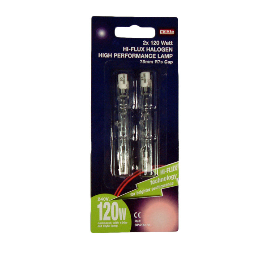 JDS Electricals 120W 78mm Halogen Tube Bubblepack - 2 Pack