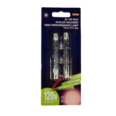 JDS Electricals 120W 78mm Halogen Tube Bubblepack - 2 Pack