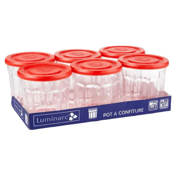 Luminarc 0.5l Glass Jam Jar W/orange Lid Set 6