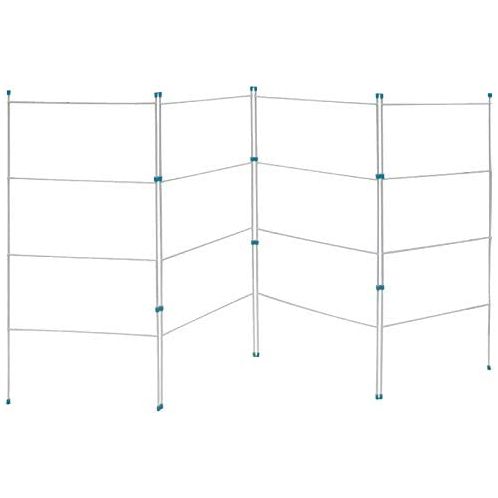 JVL 11-004 Caravan Indoor/Outdoor Four Panel Folding Clothes Airer Laundry Dryer, Plastic/Metal, White