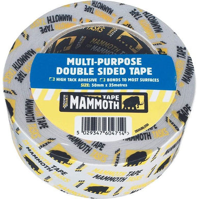 Buy Everbuild Mammoth Multi-Purpose Double Sided Tape, White/Clear, 50 mm x 25 m From JDS DIY